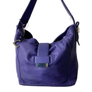 Vintage Liz Claiborne Y2K Hobo Shoulder Bag Purple Slouchy Pebbled Leather NWT